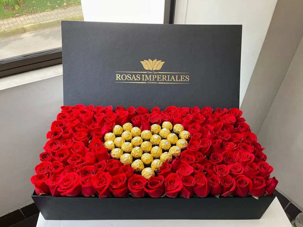 Caja XL con corazón formado por 30 ferrero